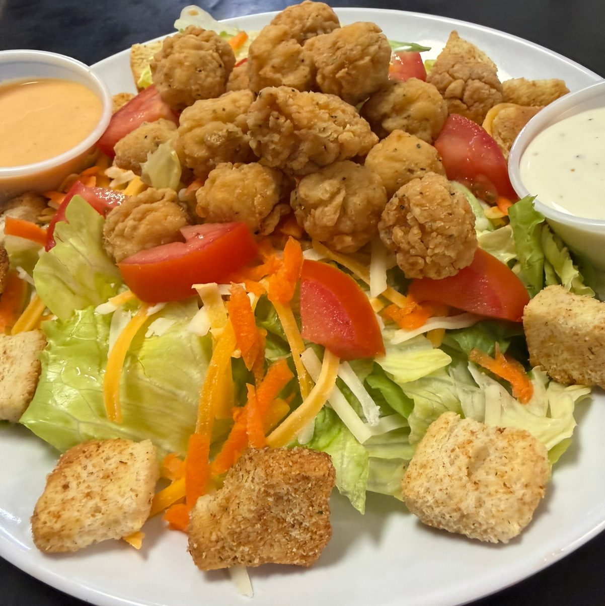 Crispy Popcorn Chicken Salad.