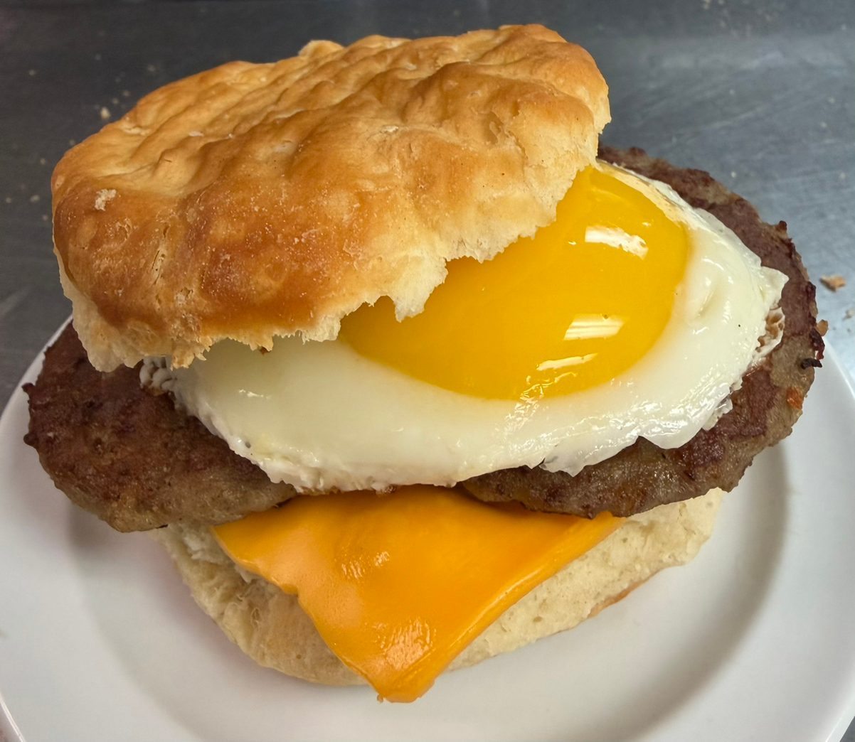 Biscuit Breakfast Sandwich with Egg & Cheese.